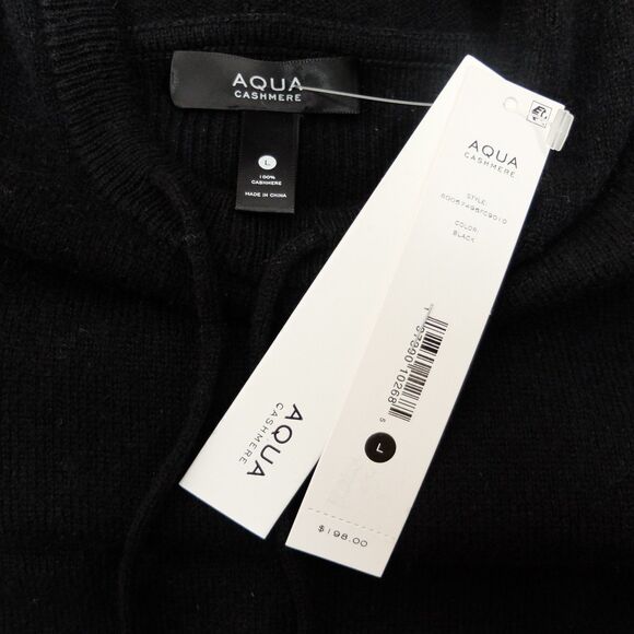 AQUA Black 100% Cashmere Drop Shoulder Hoodie Size Large NWT - Picture 7 of 9